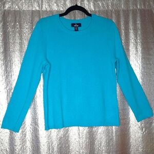 Lands' End EUC MP 100% cashmere turquoise blue sweater